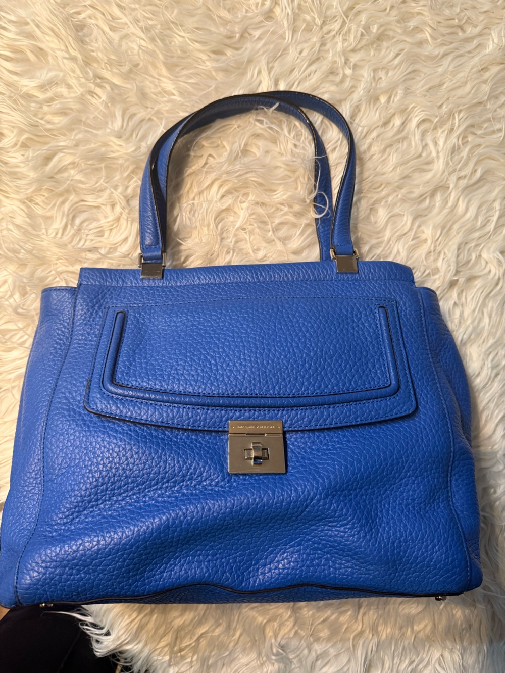 Authentic Kate Spade Blue Pebbled Leather Tote Bag - Women's Shoulder Bag